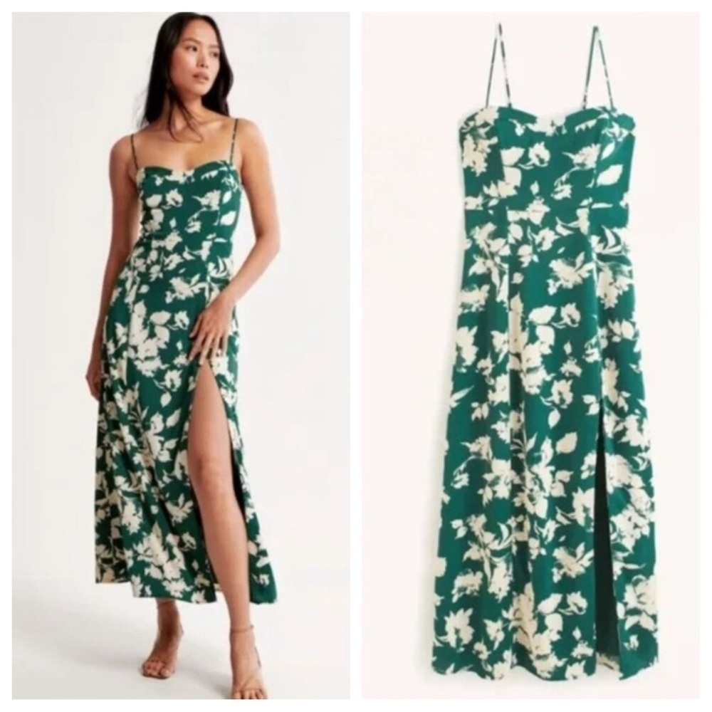 Abercrombie & Fitch Green Camille High-Slit Maxi Dress Size XLT 41245